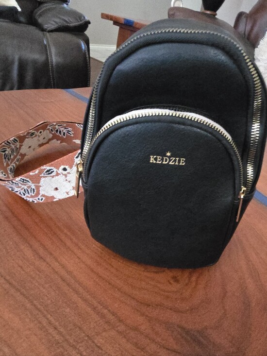 Handbags - KEDZIE Black Mini Backpack Bag with Floral Strap